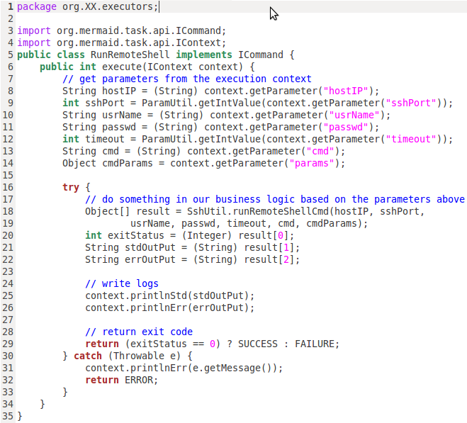 Fig.2. Java executor RunRemoteShell