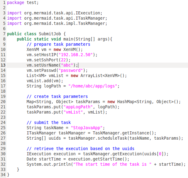 Fig.3. Submitting a StopJavaApp task