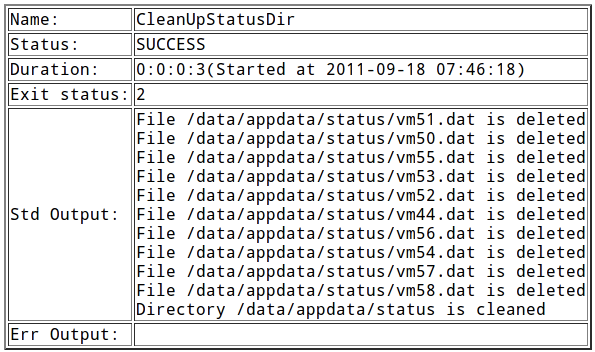 Fig.5. Webpage for step CleanUpStatusDir